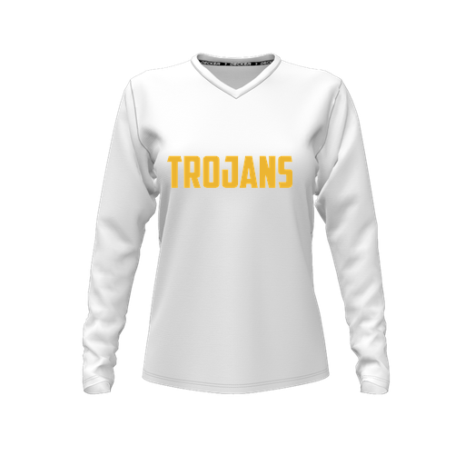 [FTLVCFWH-FYXS-LOGO2] Comfort T-Shirt (Female Youth XS, White, V Neck, Logo 2, Long Sleeve)
