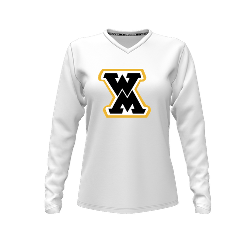 [FTLVCFWH-FYXS-LOGO1] Decker Comfort T-Shirt (Female Youth XS, White, V Neck, Logo 1, Long Sleeve)