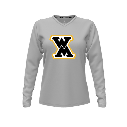 [FTLVCFGY-FYXS-LOGO1] Decker Comfort T-Shirt (Female Youth XS, Gray, V Neck, Logo 1, Long Sleeve)