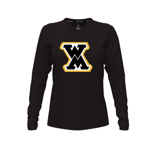 [FTLVPTBK-FYXS-LOGO1] Decker Performance T-Shirt (Female Youth XS, Black, V Neck, Logo 1, Long Sleeve)