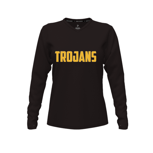 [FTLVPTBK-FYXS-LOGO2] Decker Performance T-Shirt (Female Youth XS, Black, V Neck, Logo 2, Long Sleeve)