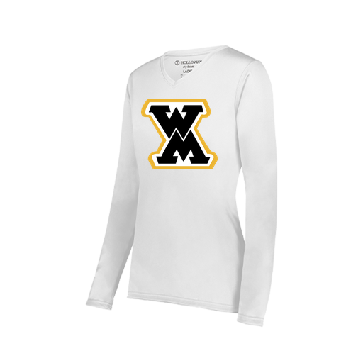 [222824.005.S-LOGO1] Ladies LS Smooth Sport Shirt (Female Adult S, White, Logo 1)